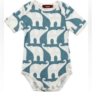 Milkbarn Kids Organic Cotton Short Sleeve Onesie Elephants